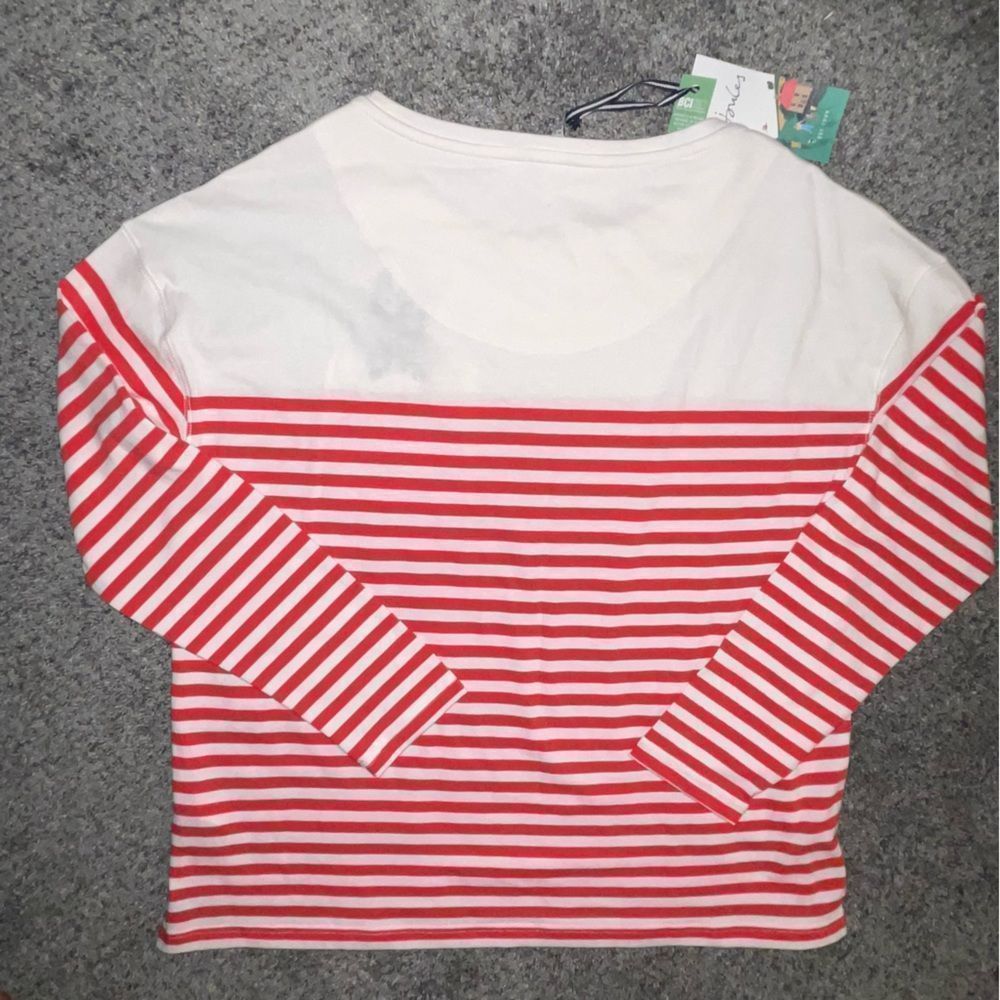 NEW Joules Women thick Top long sleeve shirt white red striped dog blouse size 8 - Picture 10 of 15